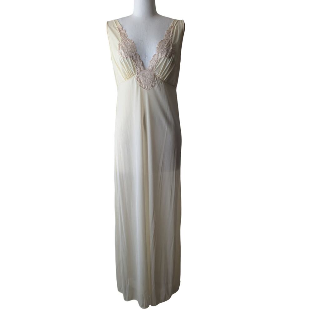 Kayser Vintage Lace Trim Gown Maxi Dress